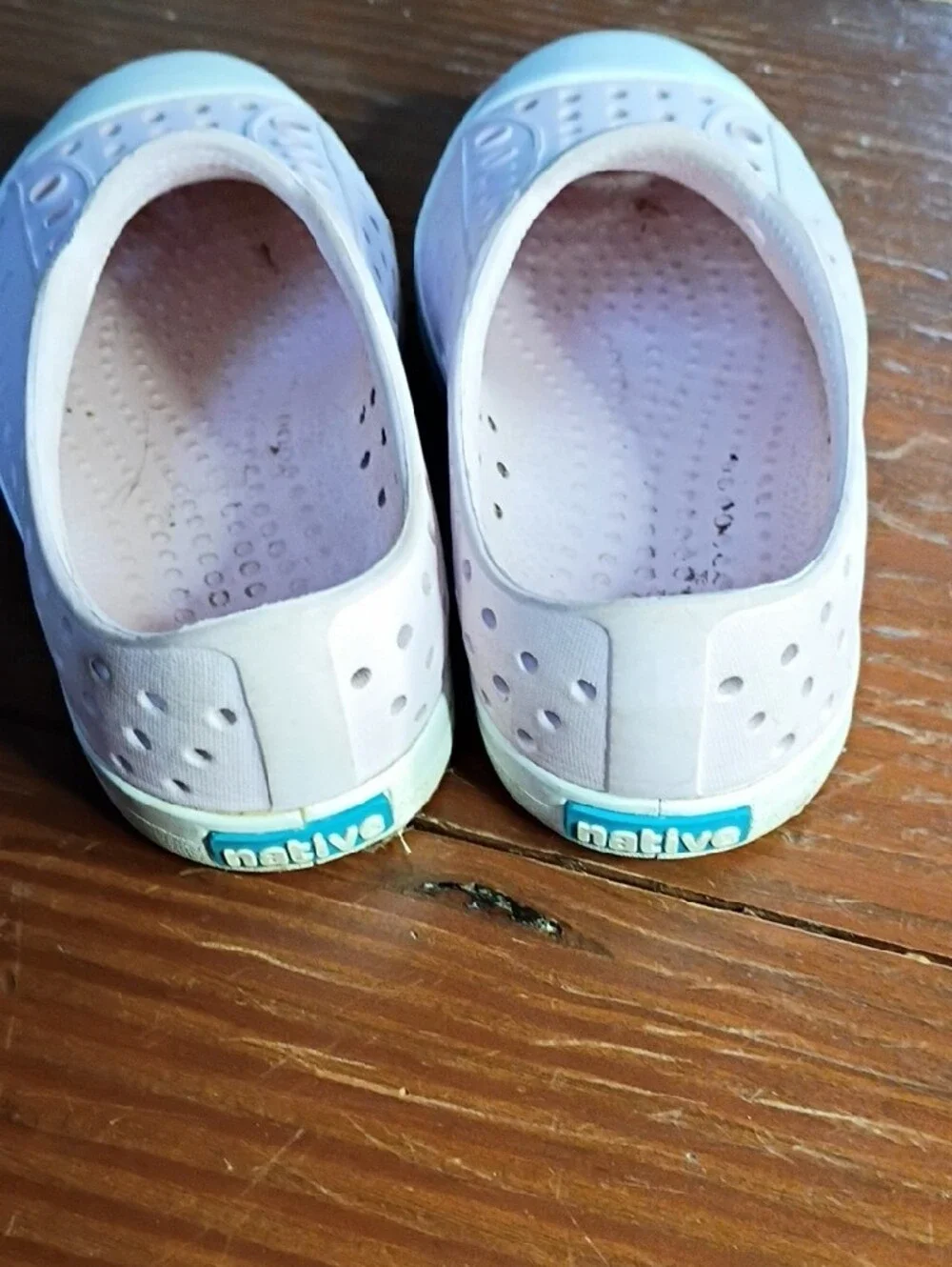 Native Kids Lightweight Slip-On Water Shoes in Pale Pink and White